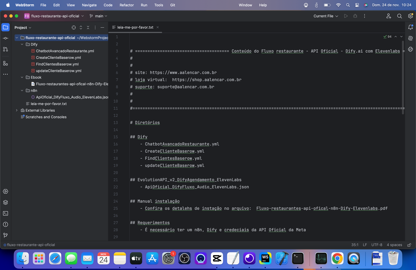 Fluxo Chatbot para restaurantes com Dify. n8n, API oficial e Elevenlabs
