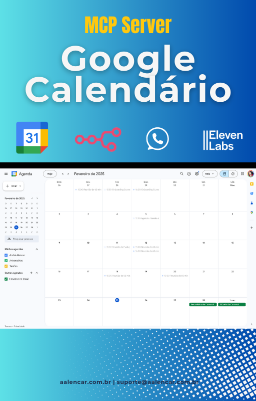 Fluxo n8n - Agendamento Inteligente com Google Calendar + MCP Server + WhatsApp