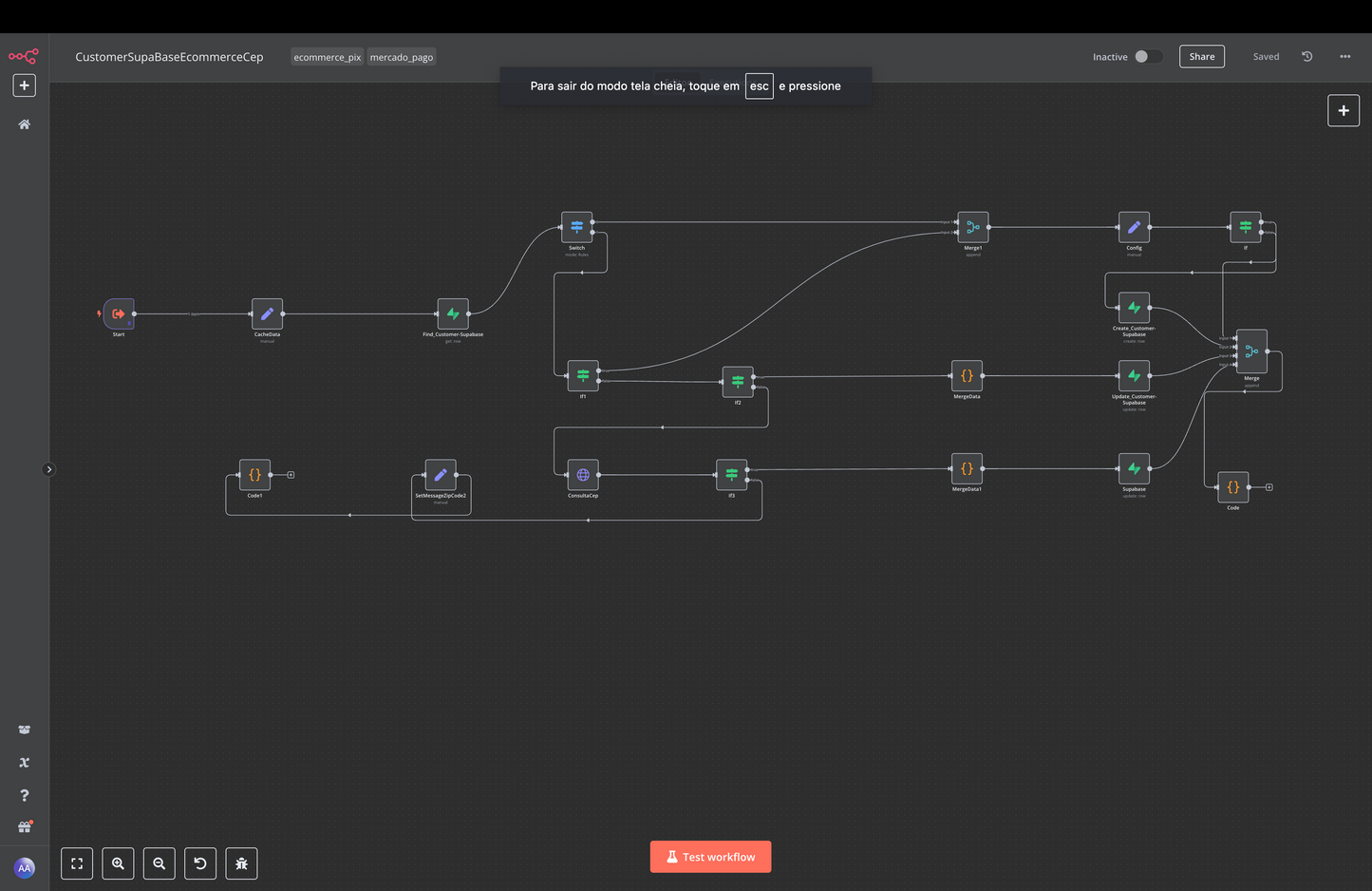 Fluxo n8n E-commerce com EvolutionAPI + WhatsApp + PIX + Mercado Pago