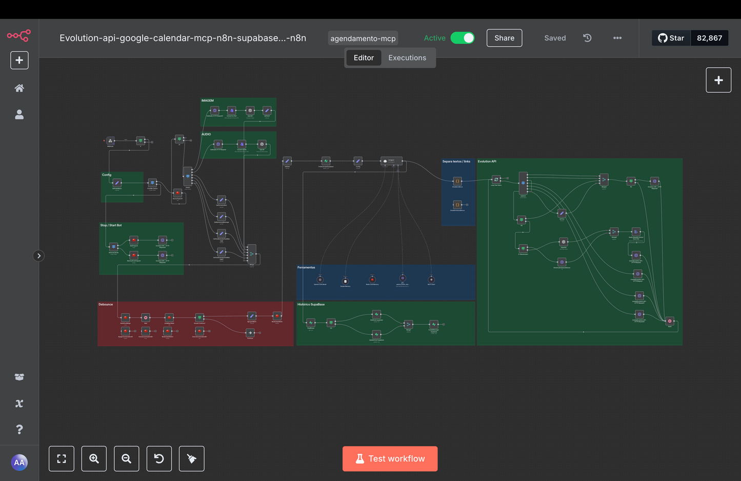 Fluxo n8n - Agendamento Inteligente com Google Calendar + MCP Server + WhatsApp