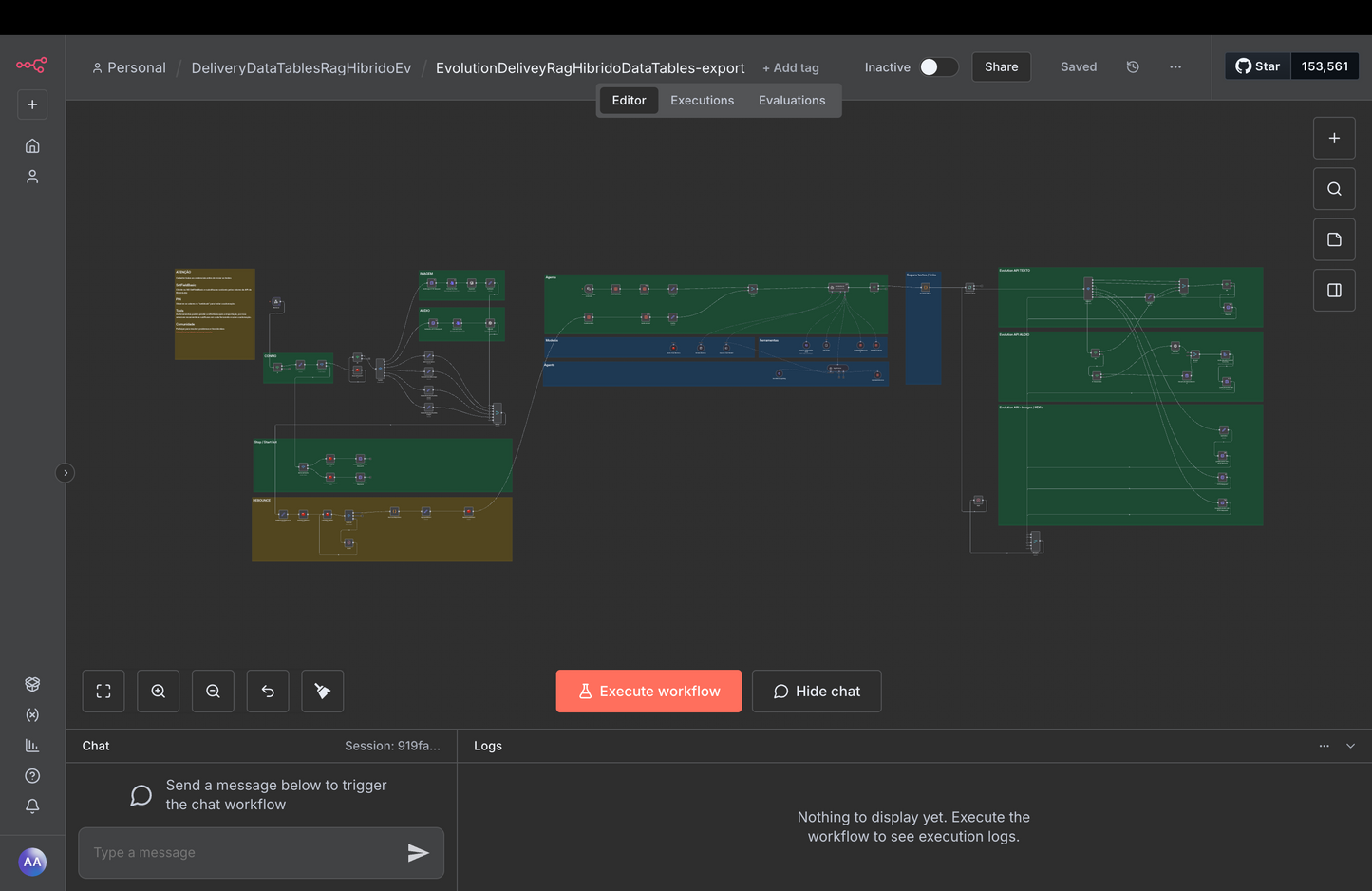Fluxo n8n: Chatbot Inteligente para Restaurante Delivery com RAG Híbrido e DataTables