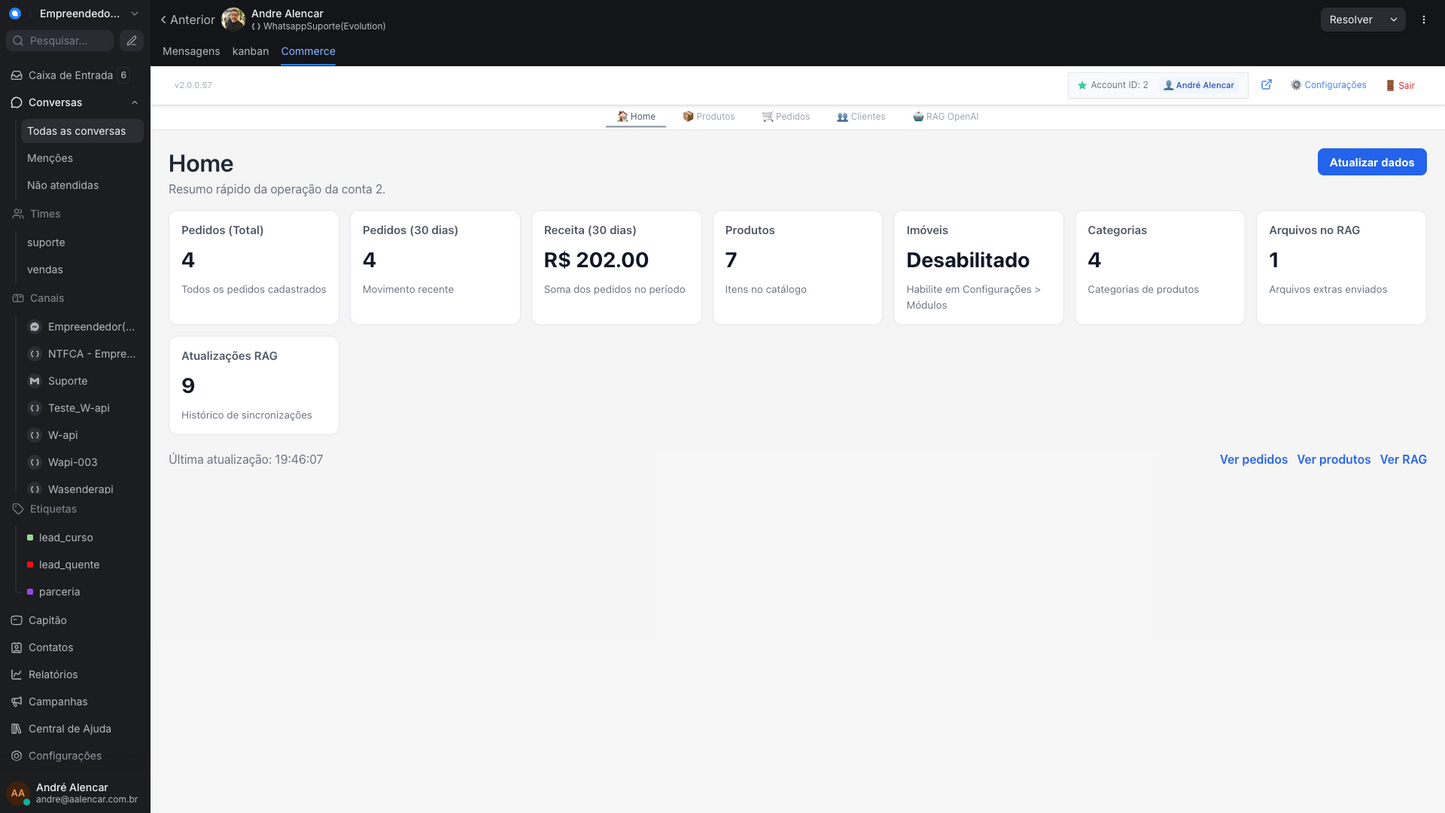Chatwoot Commerce - Venda produtos físicos ou digitais por Chatbots de Whatsapp ou presencialmente
