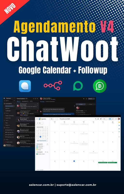 Fluxo n8n - Agente de Atendimento Inteligente V4 - Agendamento Automatizado com Chatwoot e Google Calendar