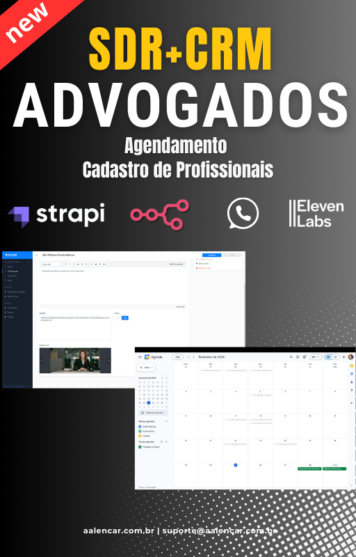 Fluxo n8n - SDR com Agendamento para advogados + Dashboard + Leads com Strapi e n8n